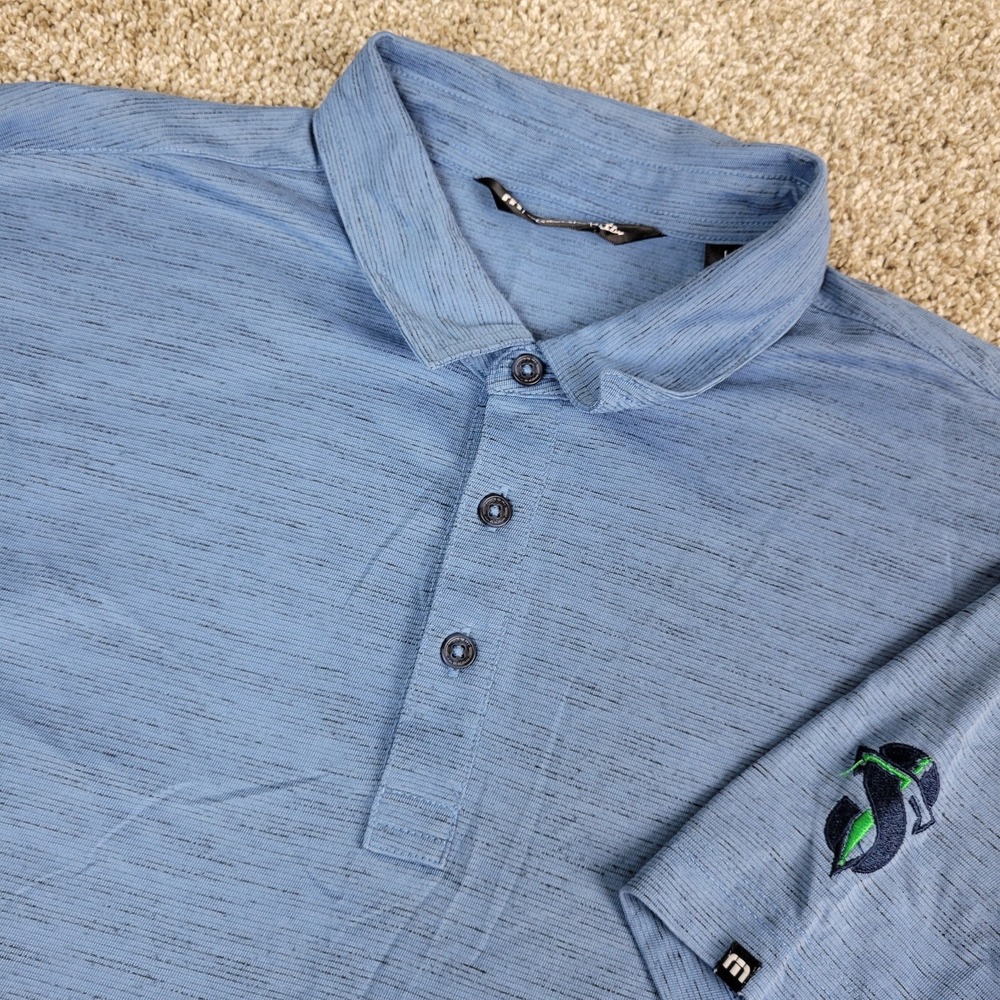 Travis Mathew Mens‎ Large Blue Striped Static Performance Stretch Polo SS